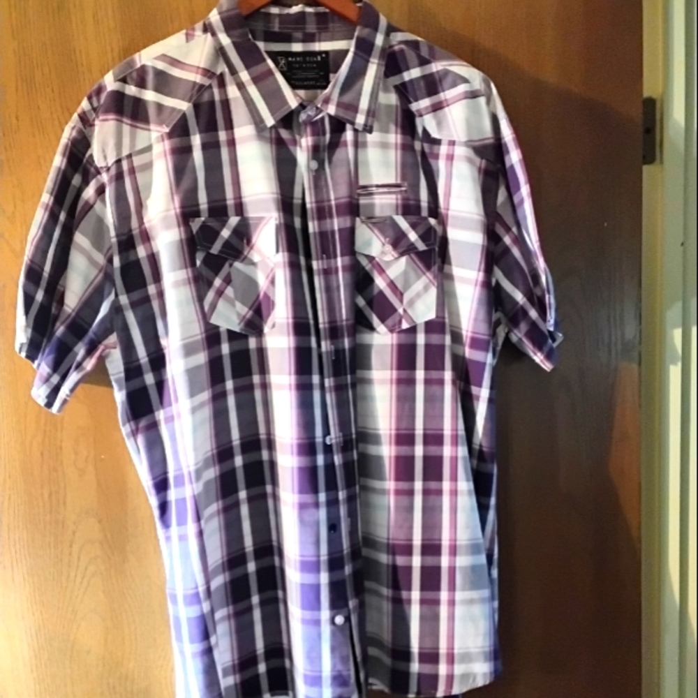 Cut Sew Marc Ecko Shirt Button Down Short Sleeve Men's 3XL